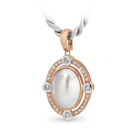 Mabe Pearl & 0.27ct Diamond Pendant in 9ct Rose Gold