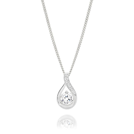 9ct white gold pear shape cubic zirconia pendant