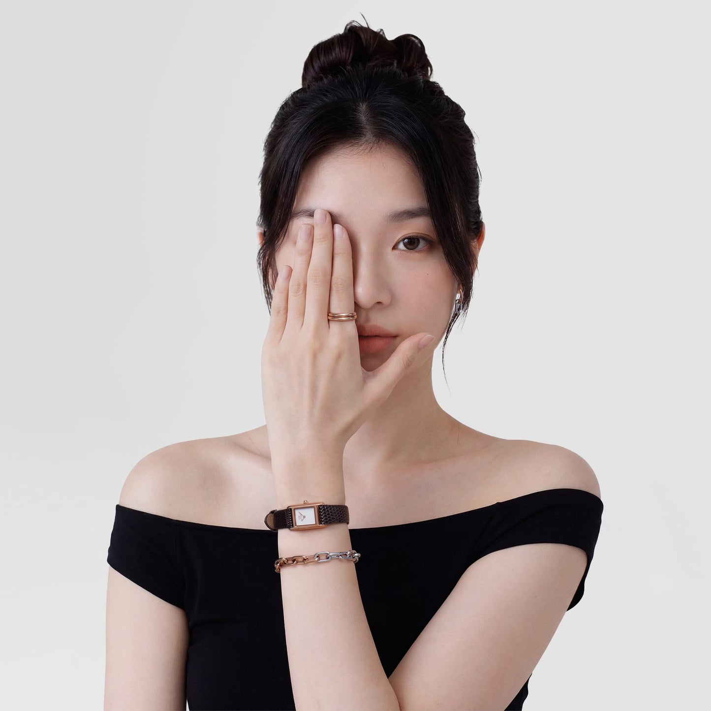 Daniel Wellington Bound Mini Dark Brown Lizard Rose Gold