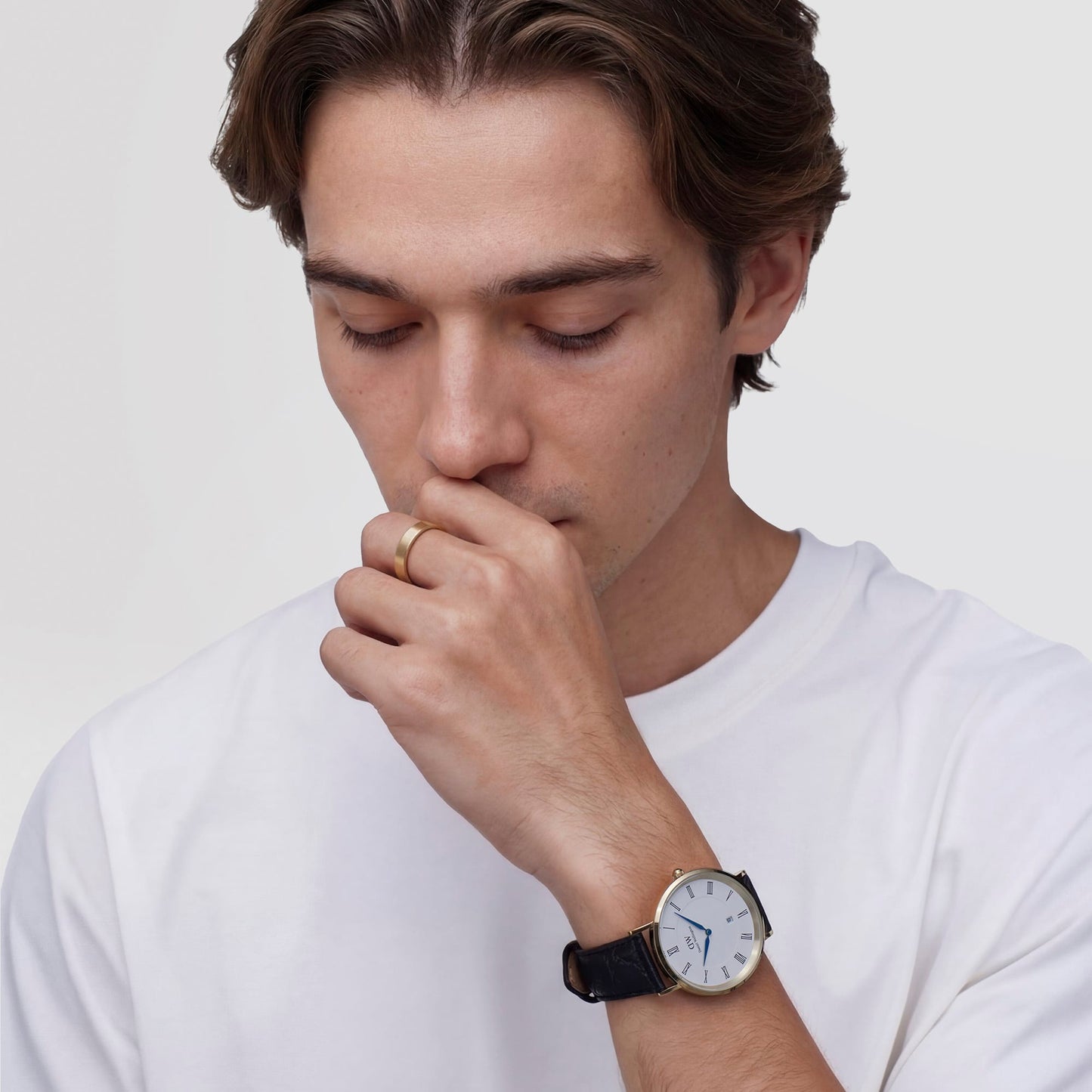 Daniel Wellington Classic Roman Numerals Date Black Croc Belly Gold