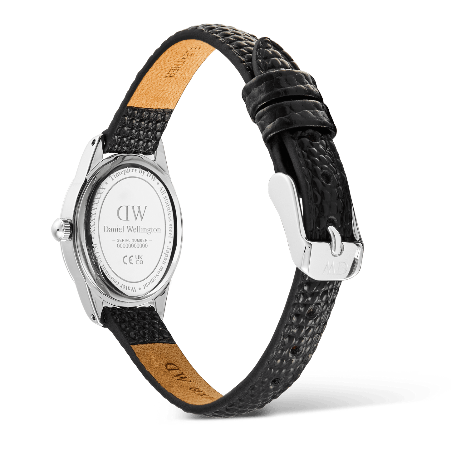 Daniel Wellington Ophelia Mini Black Lizard Ice Blue Guilloché Silver