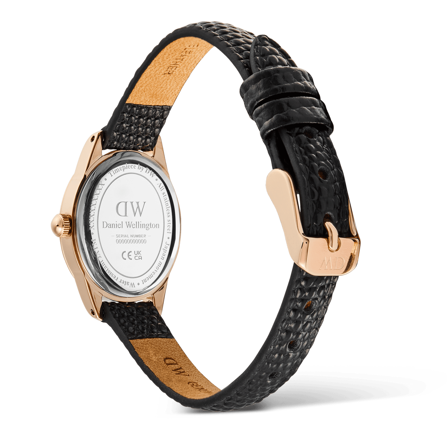 Daniel Wellington Ophelia Mini Black Lizard White Guilloché Rose Gold
