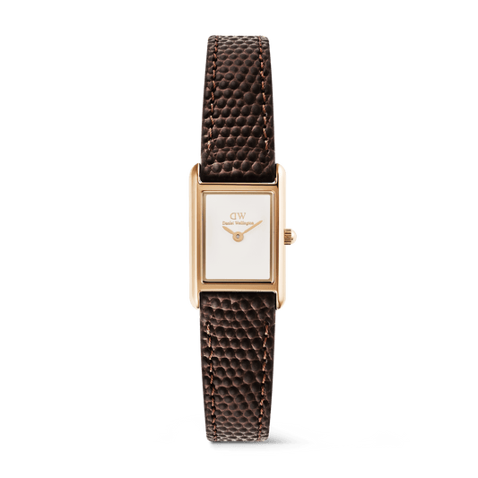 Daniel Wellington Bound Mini Dark Brown Lizard Rose Gold