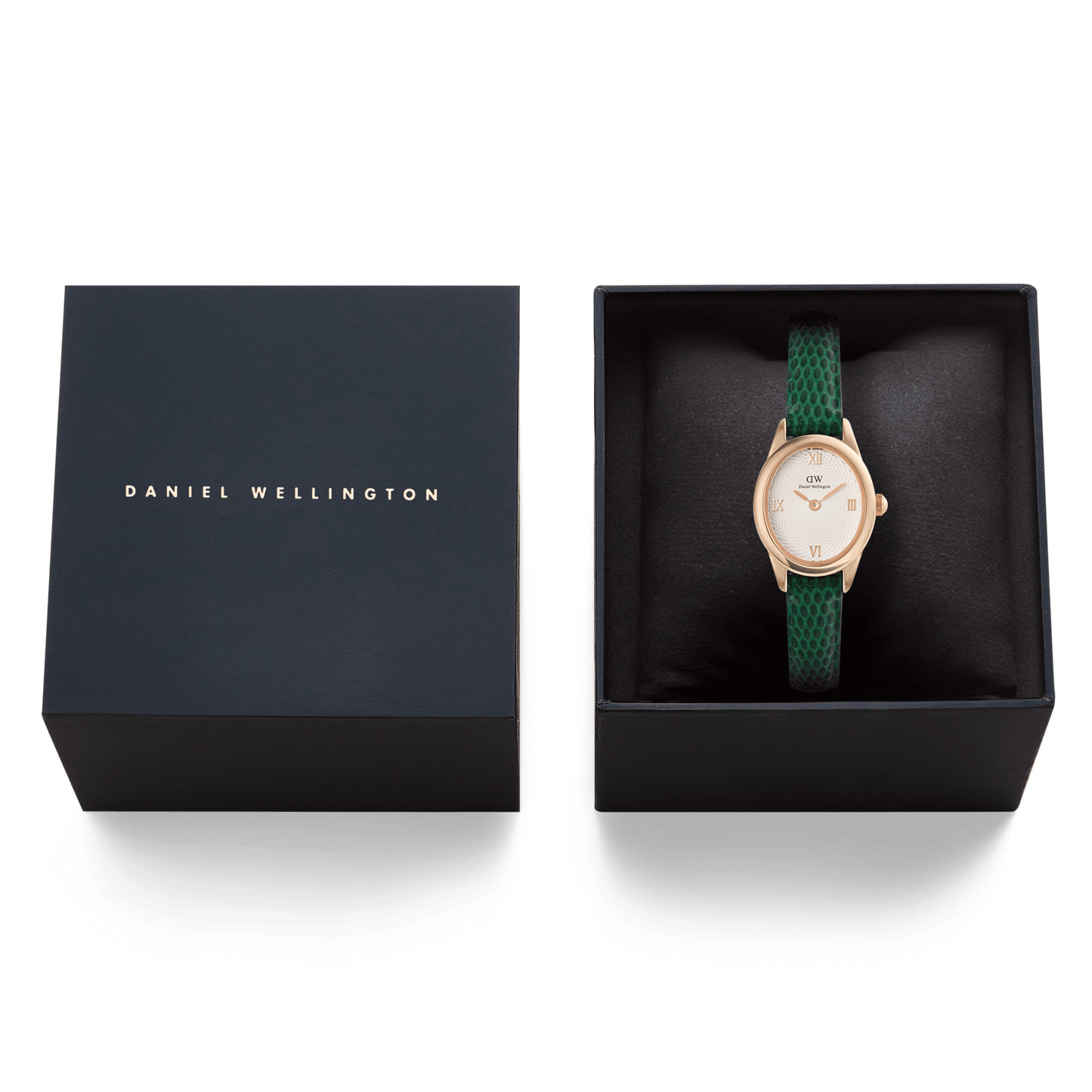 Daniel Wellington Ophelia Mini Green Lizard White Guilloché Rose Gold