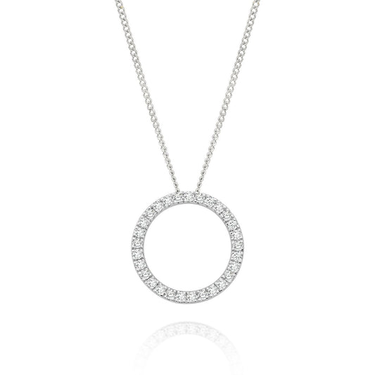 9ct white gold 1.00ct lab grown diamond circle pendant
