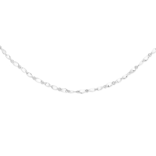 Silver Polished Twist Link Necklet