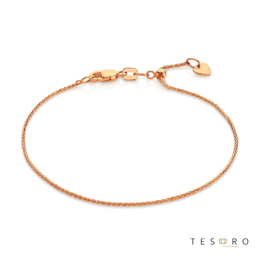 Scanno Adjustable 1mm Magic Wheat Link Bracelet, 18cm Length
