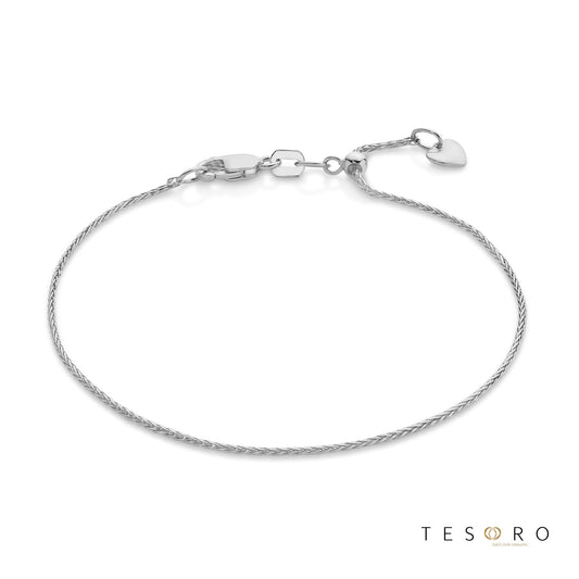 Scanno Adjustable 1mm Magic Wheat Link Bracelet, 18cm Length