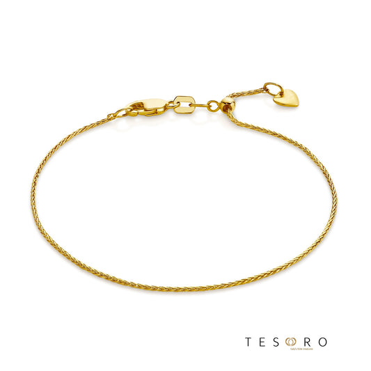 Scanno Adjustable 1mm Magic Wheat Link Bracelet, 18cm Length