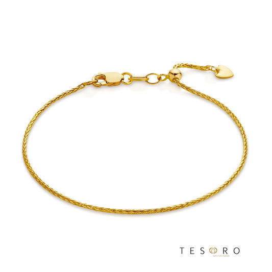 Lanciano Adjustable 1.2mm Magic Wheat Link Bracelet, 18cm Length