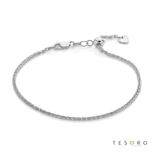 Penne Adjustable 1.7mm Magic Wheat Link Bracelet, 18cm Length