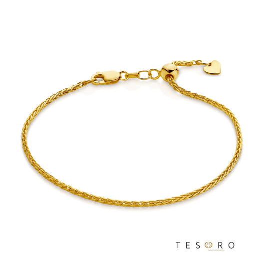Penne Adjustable 1.7mm Magic Wheat Link Bracelet, 18cm Length
