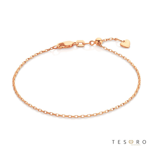 Abruzzo Adjustable 1.3mm Oval Belcher Bracelet, 18cm Length