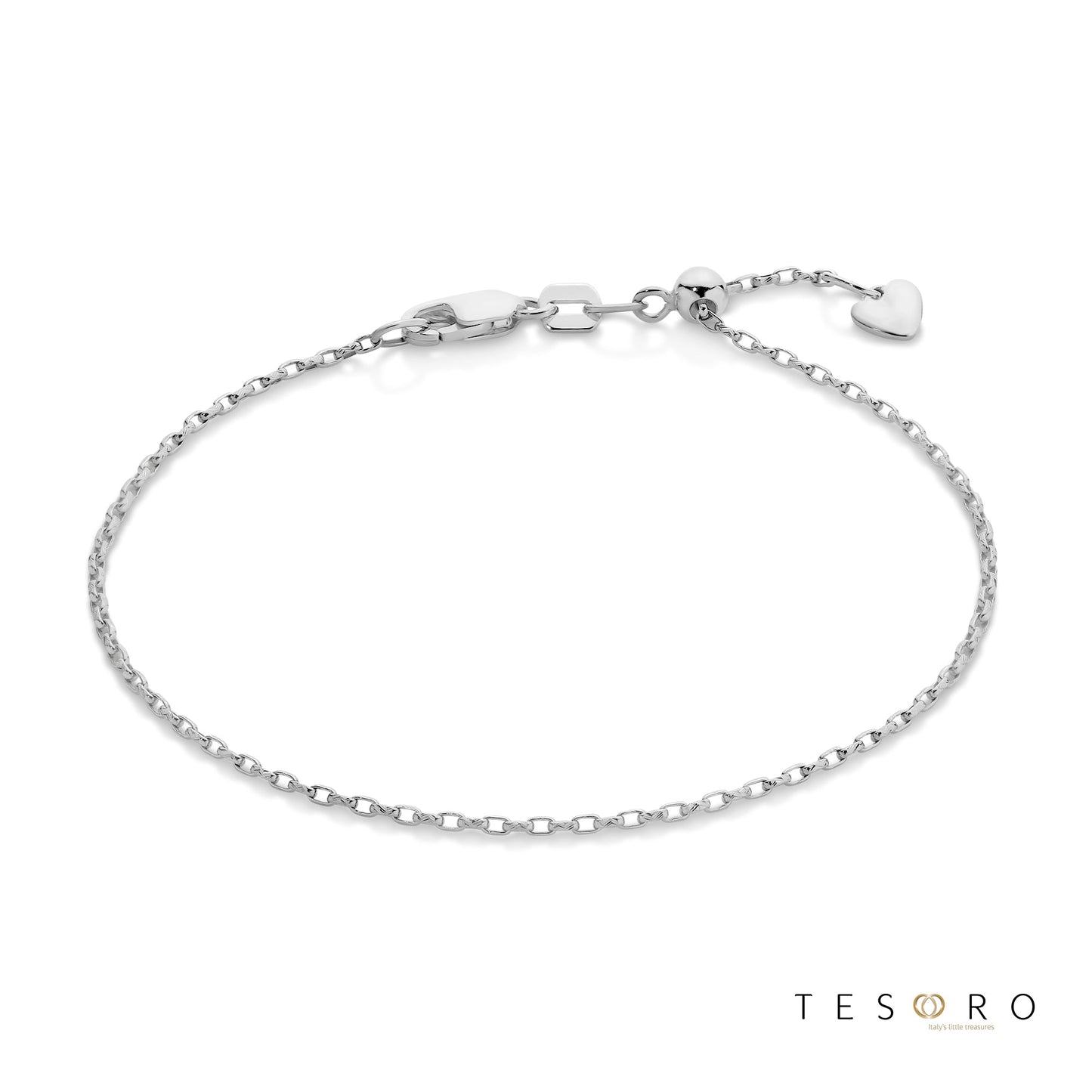 Abruzzo Adjustable 1.3mm Oval Belcher Bracelet, 18cm Length