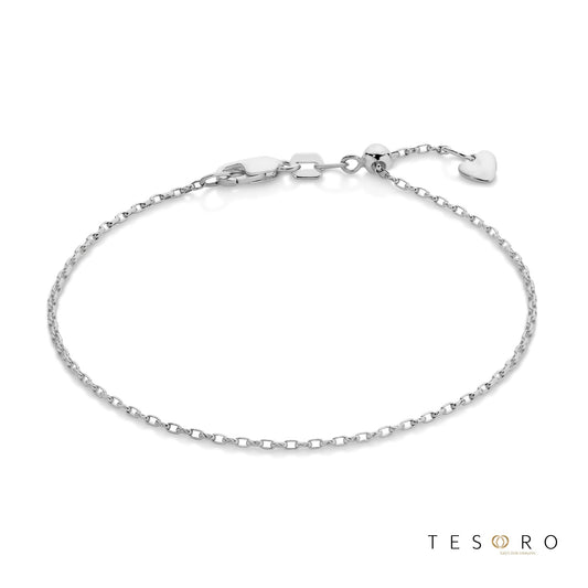 Abruzzo Adjustable 1.3mm Oval Belcher Bracelet, 18cm Length