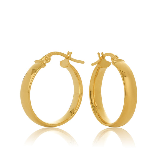 Gavi Half Round Flat Hoop Earring 15mm