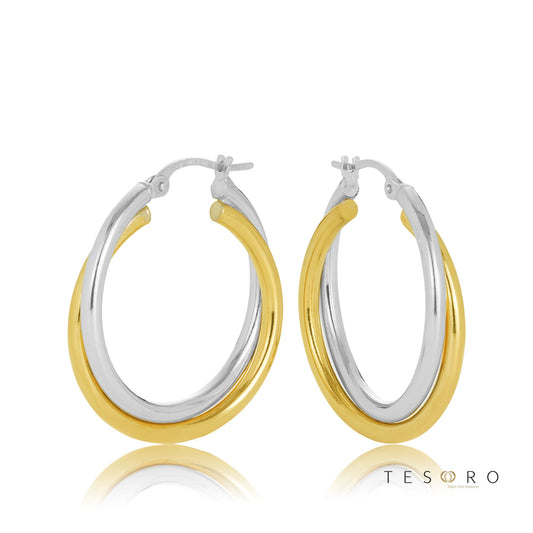 Anzio Cross Over 20mm Diameter Hoop Earrings