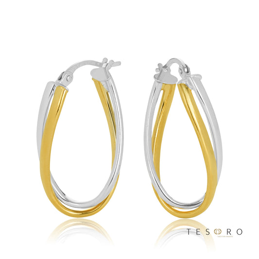 Urbino Oval Profile Double Tube Hoop Earrings