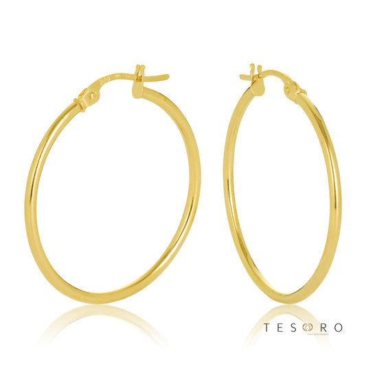 Eboli 1.5mm Round Tube Hoop Earring 25mm Diameter