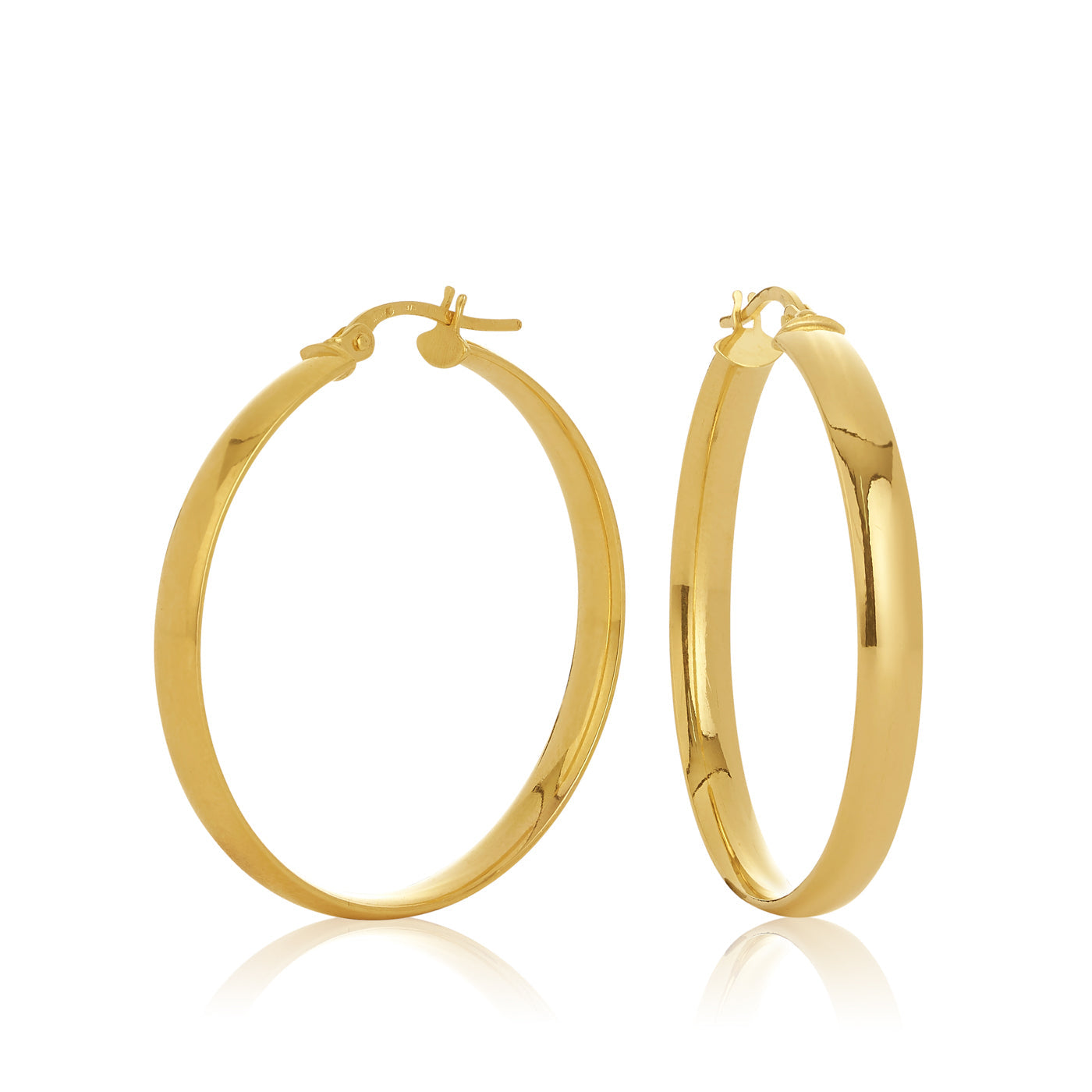 Gavi Half Round Flat Hoop Earring 30mm