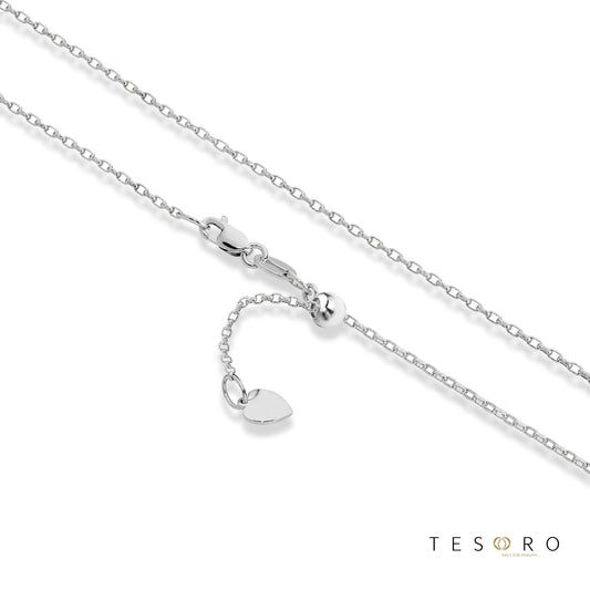 Lorenzo 1.3mm Diamond Cut Oval Belcher Link Adjustable Chain 60cm