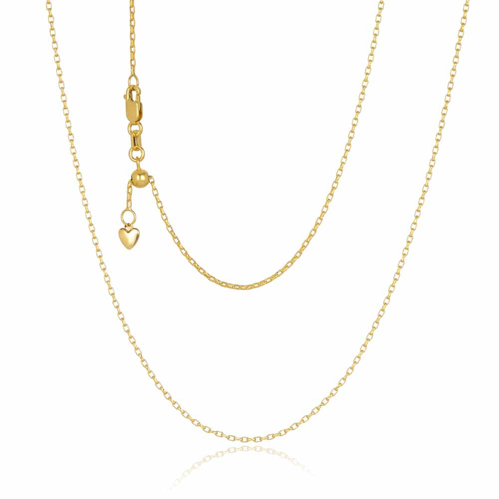 Lorenzo 1.3mm Diamond Cut Oval Belcher Link Adjustable Chain 60cm