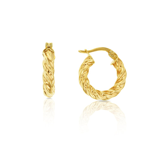 9ct yellow gold twist hoop earrings