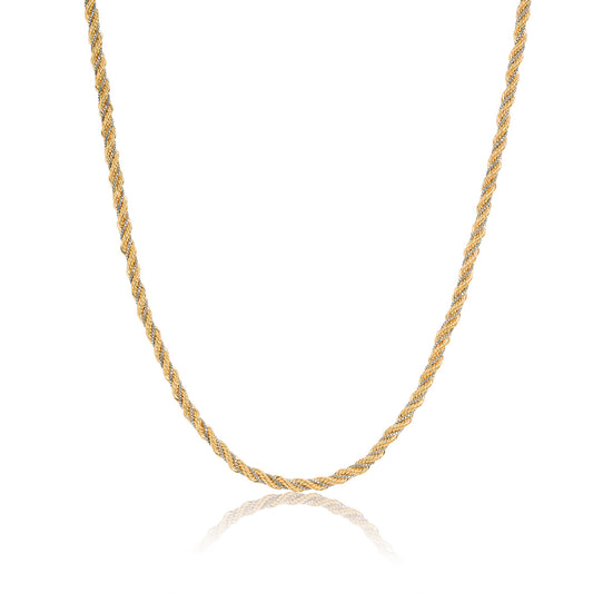 Cassino 9K Yellow & White 2.7mm Rope Chain 45cm
