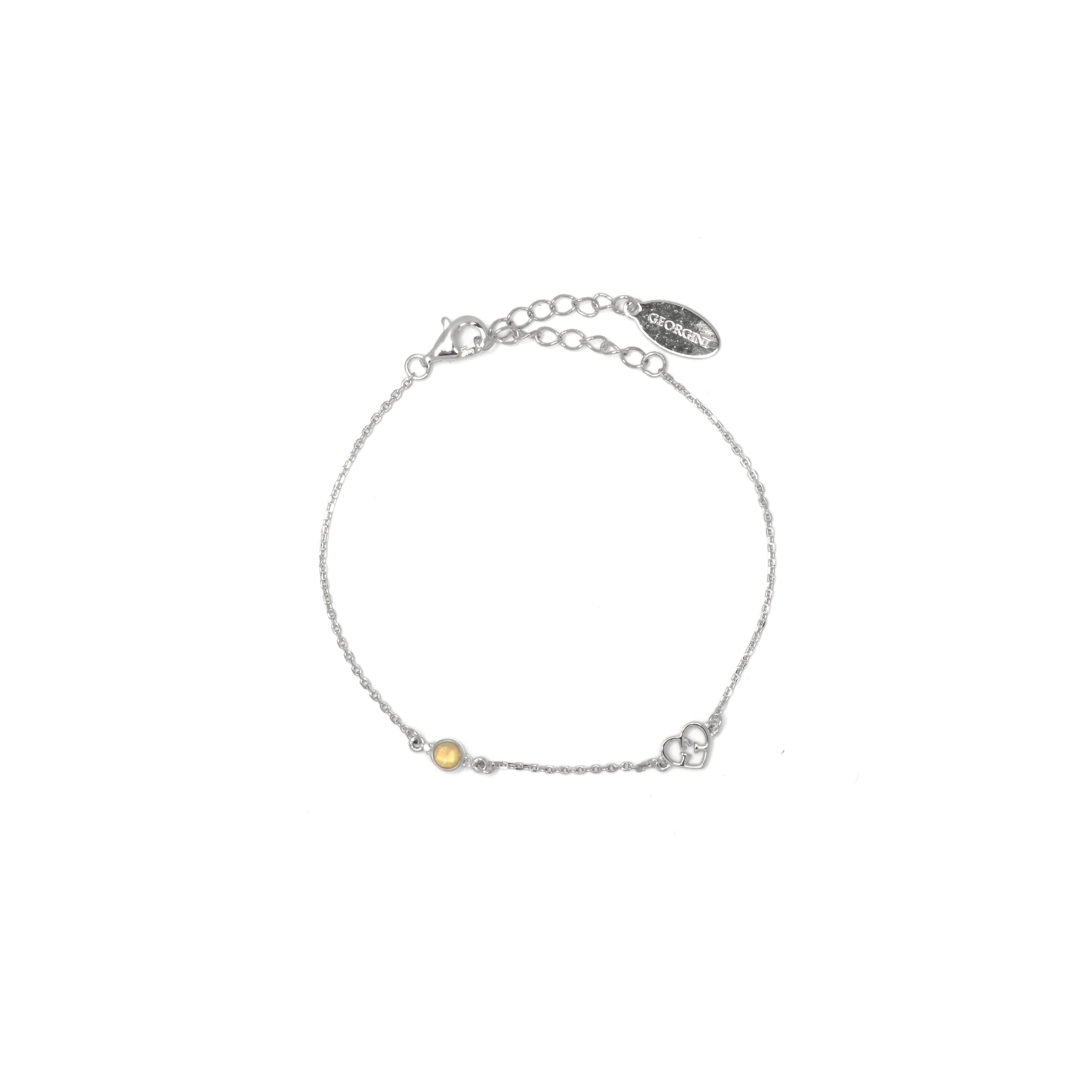Diamonds by Georgini Natural Opal and Two Natural Diamond October Bracelet Silver